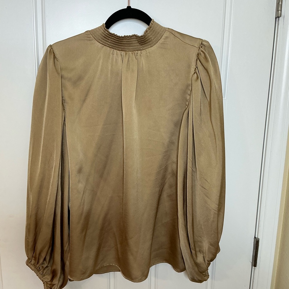 Vince Camuto Tan Blouse with Puff Sleeves